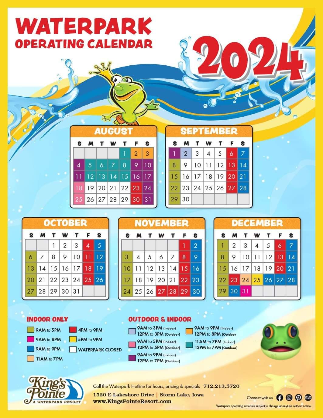 a calendar with a frog on it